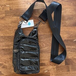 WanderFull Shiny Black Women's Belt Bag